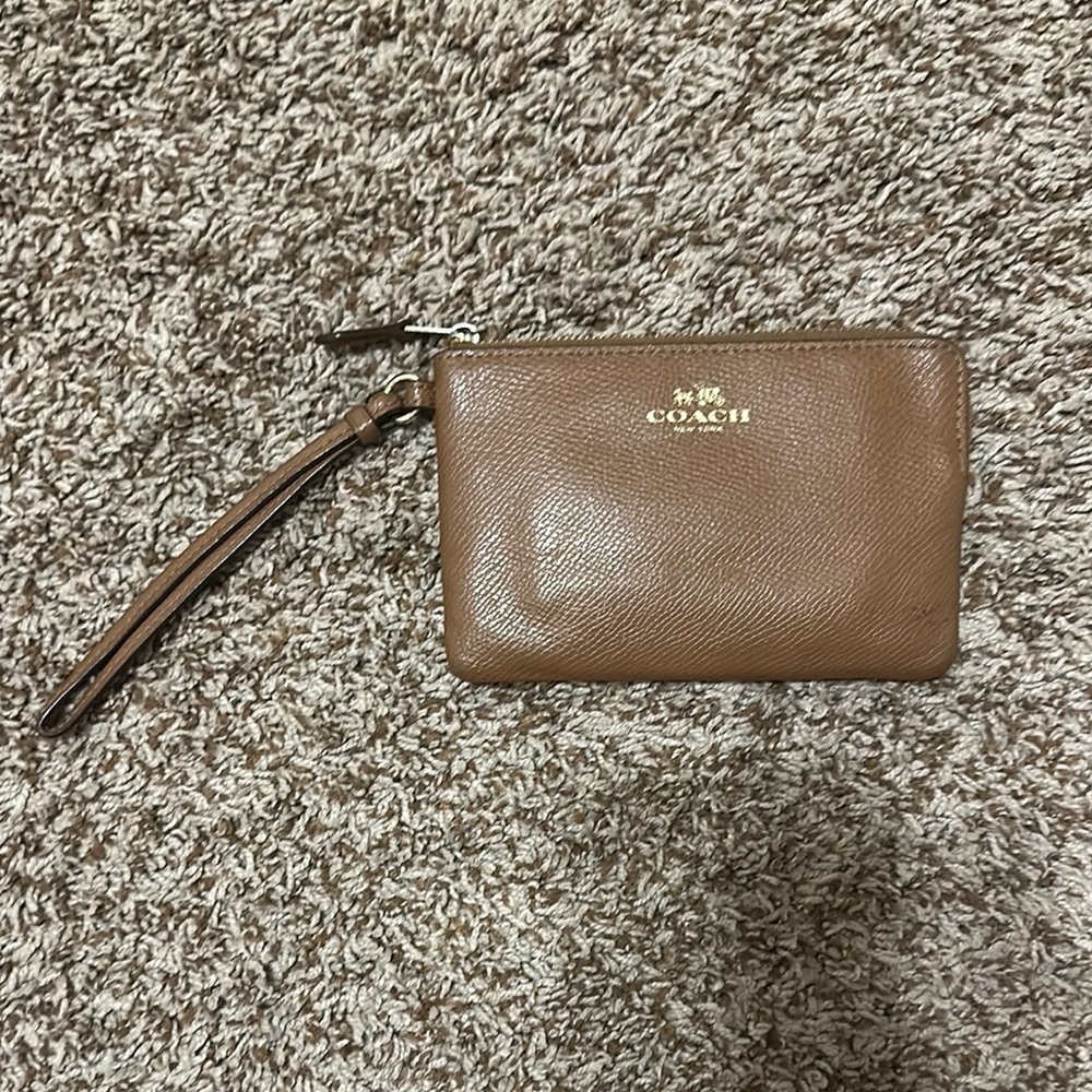 Coach Tan Leather Wristlet